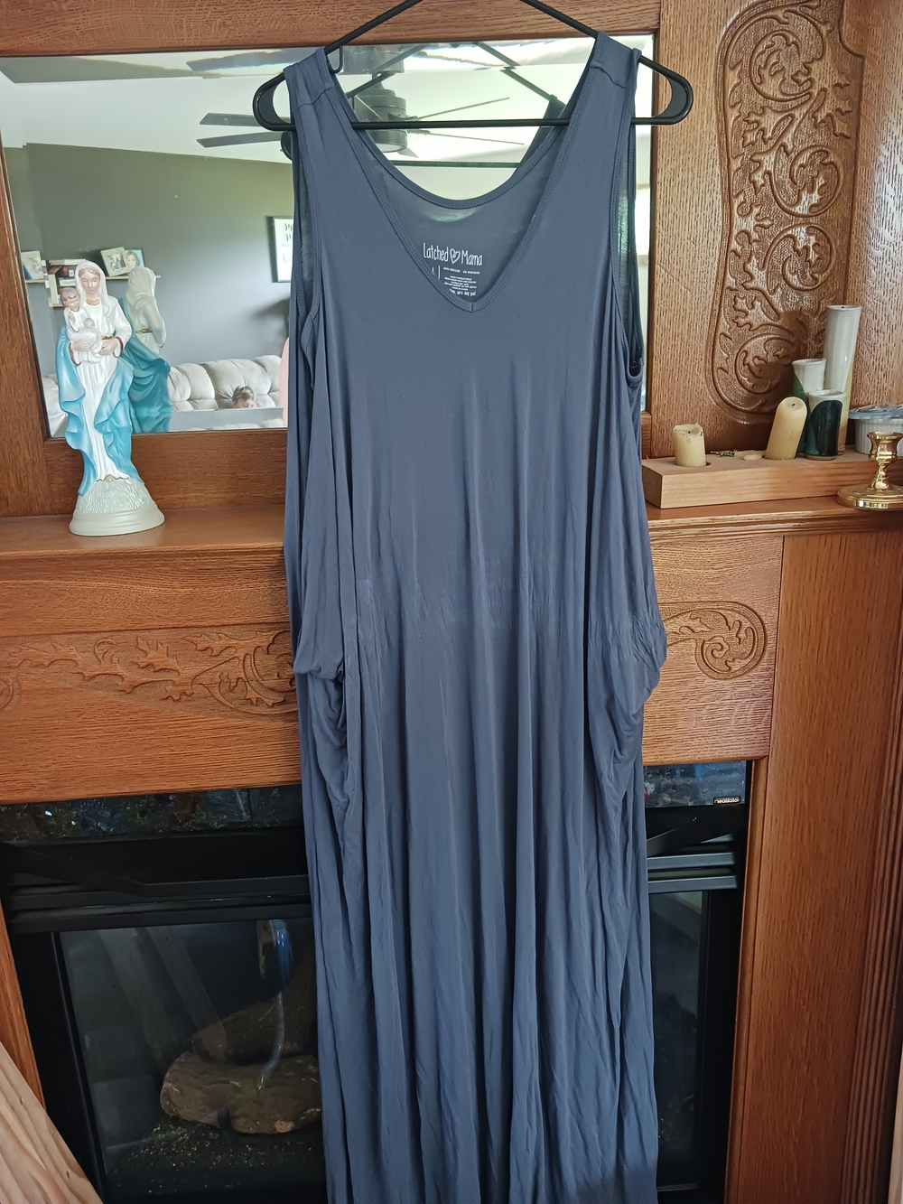 Latched Mama Cocoon Navy Blue Nursing Maxi Dress - Picture 2 of 7